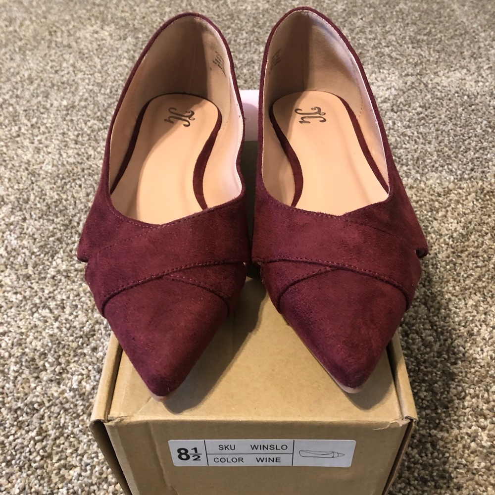 Wine colored suede flats